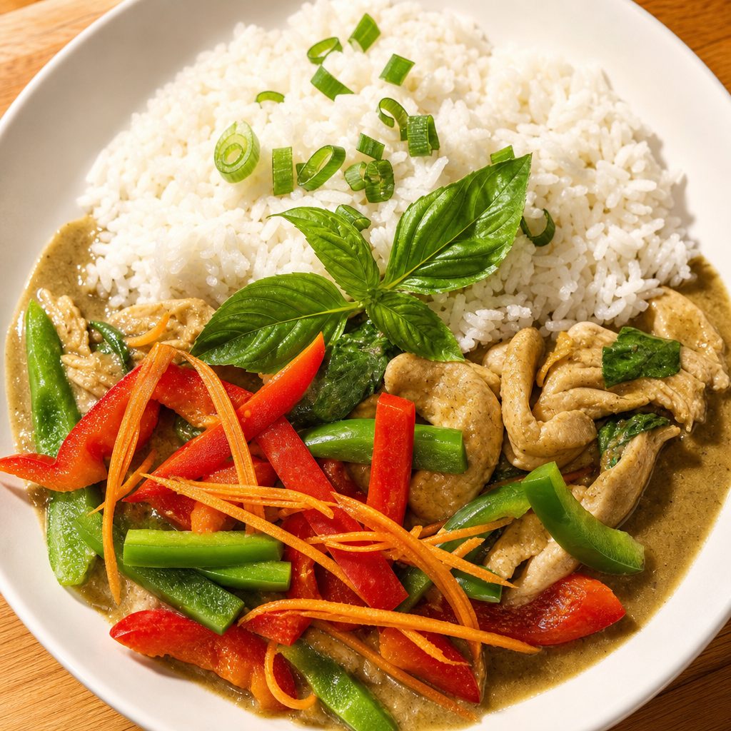 Green Curry W/ Rice.