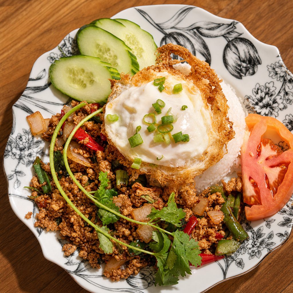 Pad Ga Pao (Basil Stir Fry) w/ Egg.