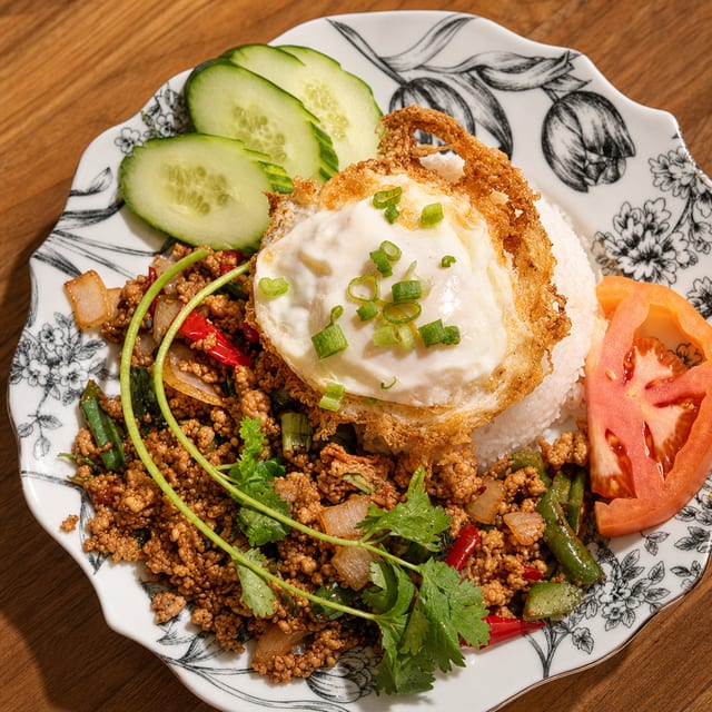 Pad Ga Pao (Basil Stir Fry) w/ Egg.
