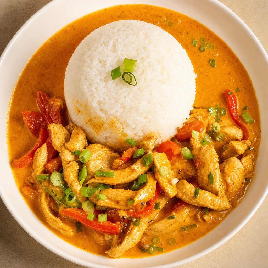 Red Curry W/ Rice.