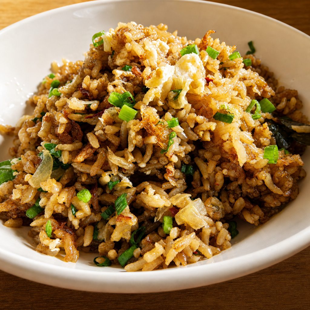 Fried rice w/ chickpeas.