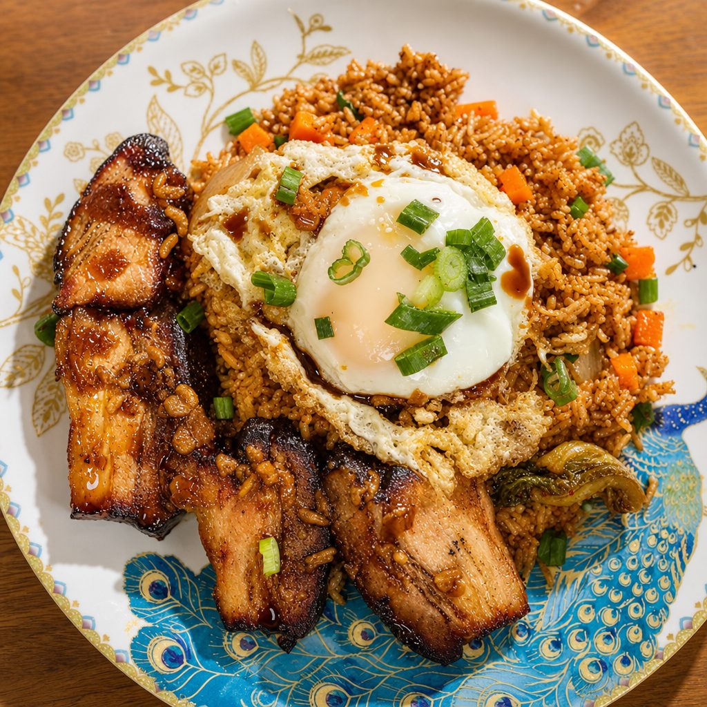 Kimchi Fried Rice W/ Pork Belly.